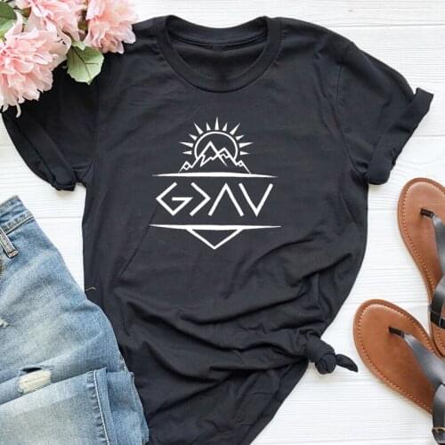 God Is Greater Than High and Low Christian summer women tee faith t shirt White Tops Female Clothing girls shirts drop shipping