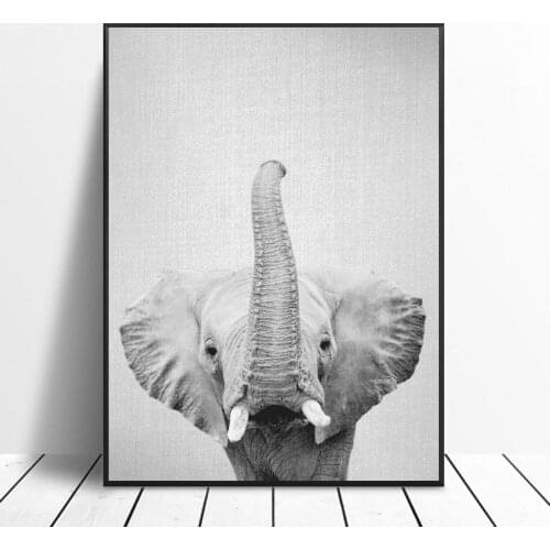 Black White Elephant Canvas Painting Art Print Poster Picture Wall Modern Minimalist Bedroom Living Room Decoration