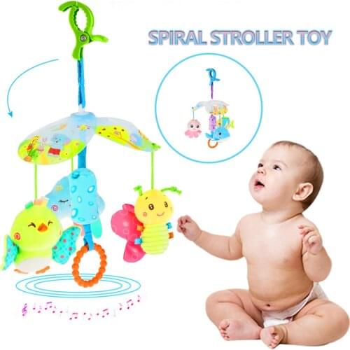 Baby Stroller Hanging Toy Clip On Car Seat Toy Baby Rattle Crib Toy Infant Squeaky Animal Toy Bed Bell for Ages Over 3 Months