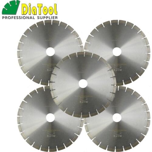DIATOOL 5pcs Dia14inch 370mm Professional quality Diamond soundless Saw Blades Bore 50MM Granite Wet cutting disc Diamond wheel