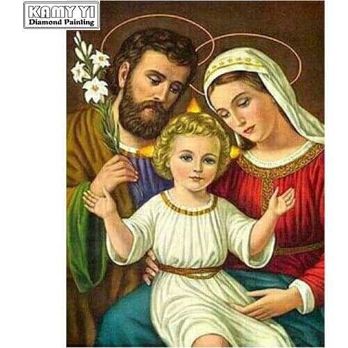 DIY Diamond Painting Cross Stitch 5D Religious Holy Family Image Full Diamond Embroidery Mosaic Jesus Home Decor GiftXY25
