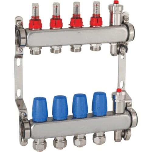 DN25 2/3/4/5/6/7/8 way stainless steel Radiant Floor Heating Manifold heating water manifold floor heating manifold for 1/2 pex