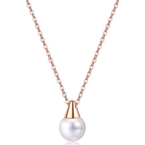 Trendy Stainless Steel Simulated Pearl Pendant Necklaces Jewelry Bohemia Chain Link Choker Necklace For Women N17081