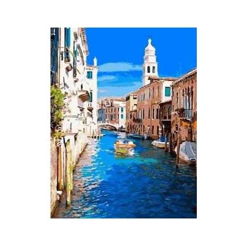 Summer Venice DIY Oil Painting by Numbers on Canvas with Frame Coloring by Numbers Pictures Drawing Home Decor