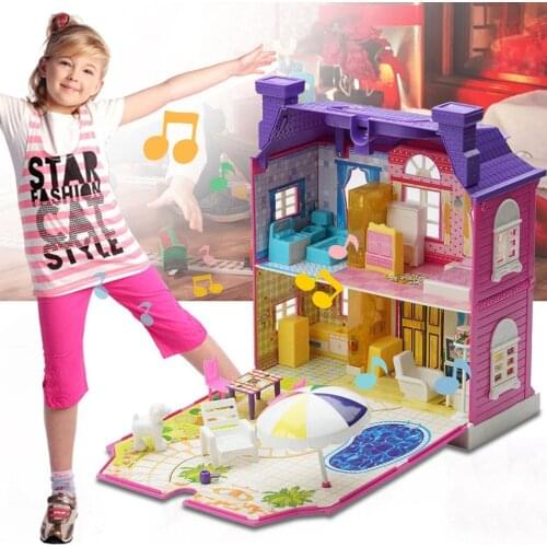 DIY Doll House With Furniture Miniature House Luxury Simulation Dollhouse Assembling Toys For Kids Children Birthday Gifts