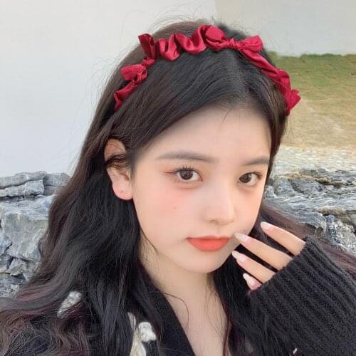 New Spring Summer Bow Hairband Hair Hoop Thin Korean Headband Handmade Ribbon Solid Fabric Girls Casual Party Hair Accessories