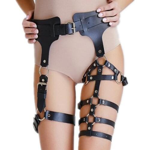 New Vintage Harajuku Garter Handmade Body Bondage Sexy Leather Belt for Women Harness Strap Fetish Corset Chain Belt Accessory