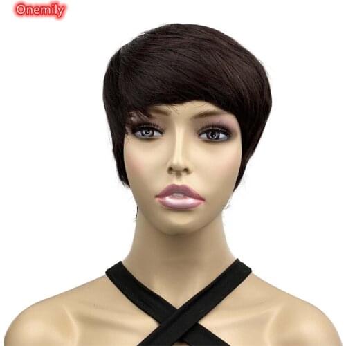 Onemily Blonde Short Straight Bob Wig with Bangs Heat Friendly Natural Womens Daily Use Wigs