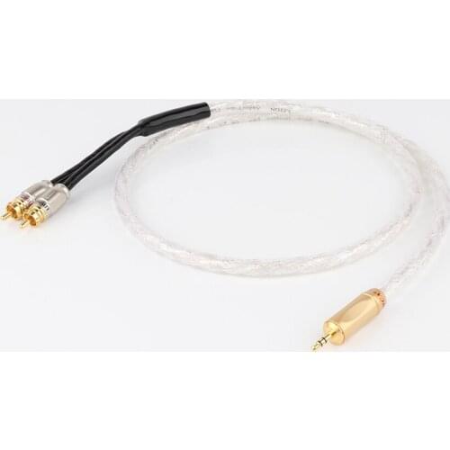 Original Audio cable Stereo 3.5mm to 2RCA Silver Plated Hi-Fi - for MP3 CD DVD TV PC Audiophile cable