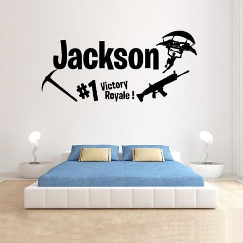 Gamer Personalised wall decal Victory Royale Game Controller video game wall decals Customized For Kids Bedroom Vinyl Art A1-020