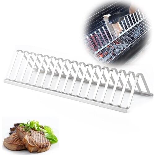 Duolvqi Barbecue Rack Stainless Steel Beef Barbecue Grill Mutton Chop Fish Portable For Picnic Outdoor Barbecue BBQ Accessories