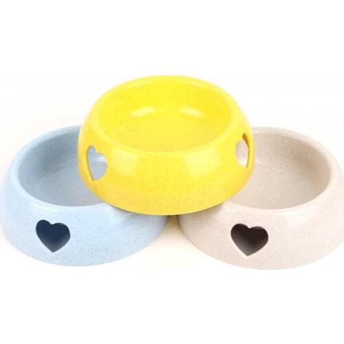 Love Hollow Bowl Cat Dog Feeders Plastic Puppy Base Cat Food Drinking Water Feeder Dish Colorful Leakproof Puppy Feeding Bowl