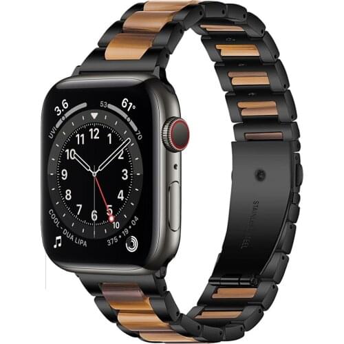 Correa for iwatch band Stainless Steel Resin link Bracelet for apple watch se 6 5 4 3 44mm 40mm 42mm 38mm bands luxury strap