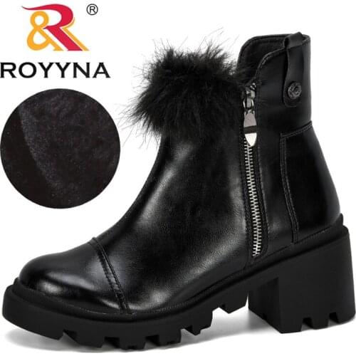 ROYYNA 2019 New Designers Women Ankle Boots Ladies Party High Heels Short Plush Boots Platform Shoes Woman Winter Footwear Comfy