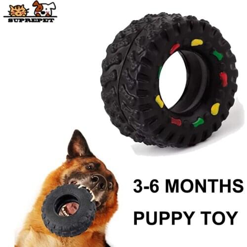 SUPREPET Rubber Tires Puppy Toy Squeak Non-toxic Interactive Dog Toys Puppy for Small Dogs Pets Accessories