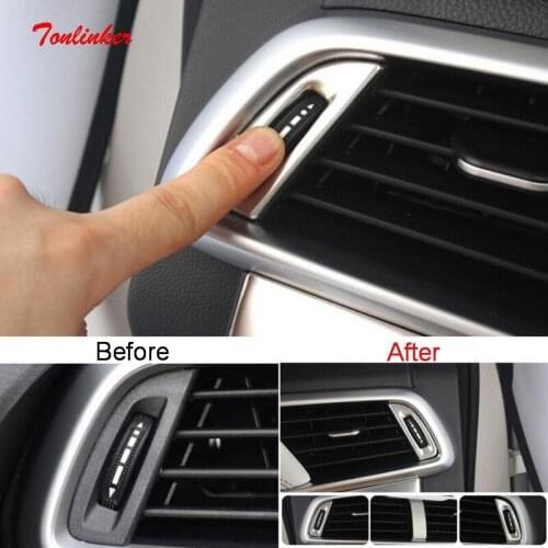 Tonlinker Interior Car Center Console Outlet Cover for Chevrolet CAPTIVA 2019-20 Car Styling 3 PCS Stainless steel Cover sticker