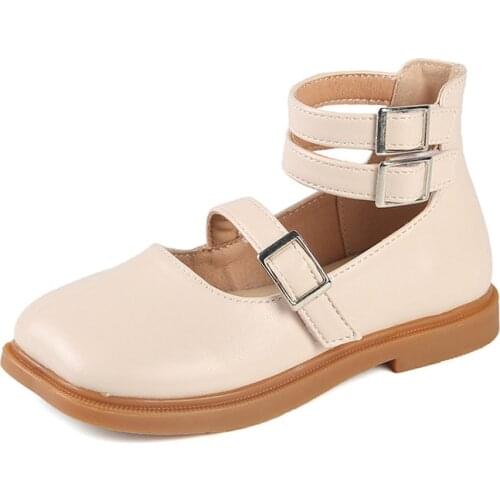 CUZULLAA Kids Girls Spring Autumn Elegant Flat Princess Shoes Children Strap Hook & Loop Casual Shoes Size 23-34