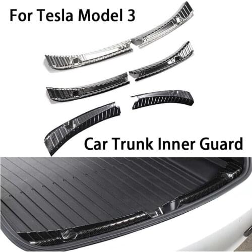 Stainless Steel Trunk Inner Guard For Tesla Model 3 2017-2021 Car Inner Rear Bumper Guard Plate Cover Trim 3 Colors