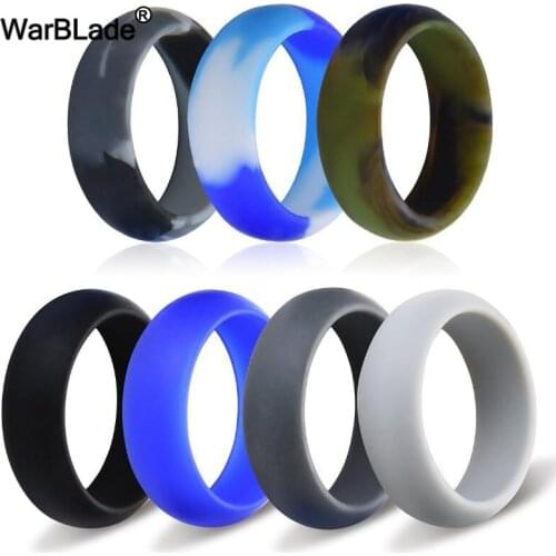 WBL 7pcs/set Hypoallergenic Crossfit Flexible Silicone Ring Sport Food Grade FDA Rubber Finger Rings For Men Women Wedding Rings