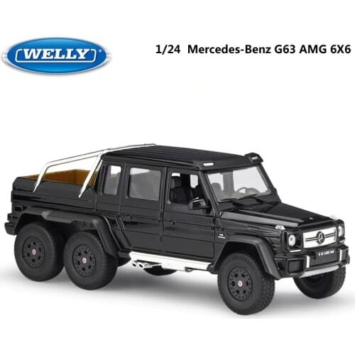 WELLY Diecast 1:24 Scale Model Car Mercedes-Benz G63 AMG 6X6 Classic Truck Off-road Vehicle Metal Alloy Toy Car For Kids Gift