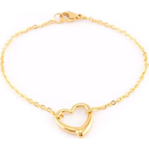 Bracelets for women love heart thin Rolo O link bracelet Stainless Steel High Quality chain bracelet femme gift pulseras mujer