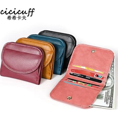 CICICUFF Genuine Leather Women Purse Cowhide Leather Lady Small Purses Female Bifold Wallets Coin Purse Pockets Girls Money Bag