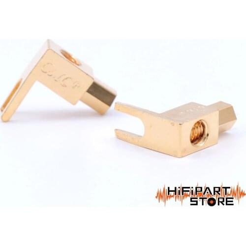 CMC 1005-UG 24K Gold Plated Brass Banana Connector To Y Fork Spade Adapter For Hifi Audio Vintage Speaker Amplifier 2PCS