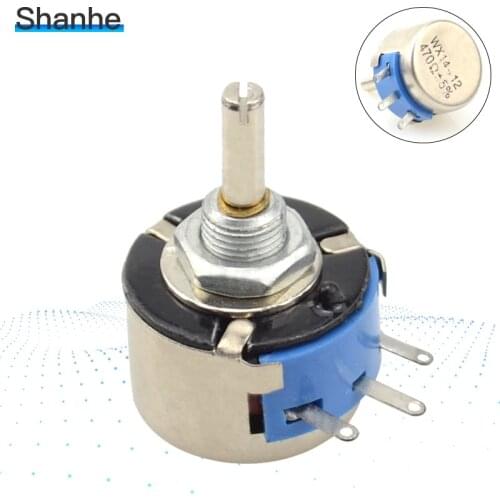 2pcs WX14-12 3W axis dia 4mm Potentiometer 56Ohm 100 Ohm 470 Ohm 2K2 4K7 10K