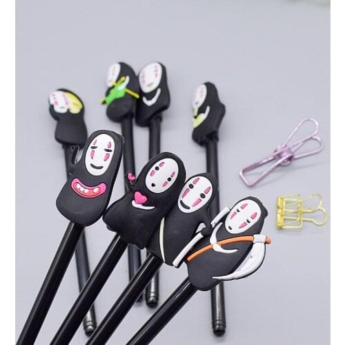 24 Pcs Cartoon Faceless Male All Black Neutral Pen Animation Pen Kawaii School Supplies Wholesale