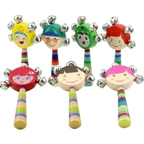 50pcs/lot newborn educational baby wooden toys 0-12 month Baby Colorful Bebe Handbell Baby Rattles & Mobiles Geometric shape