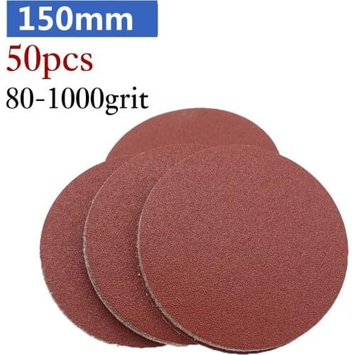 50pcs 150mm Sander Disc Sanding Polishing Paper Sandpaper Disc #80 - #1000 Abrasive Tools for Sander Grits