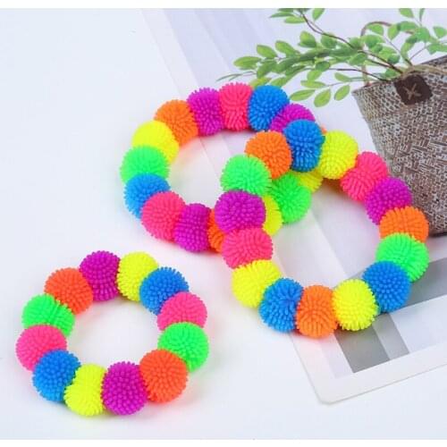 77HD Sensory Toy Elastic Cord Fidget Ball Toy Interactive Wristband TPR Bracelet for Kids Adults Anxiety Relief ADD Therapy