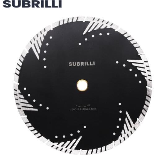 SUBRILLI 300mm Diamond Saw Blade With Protection Teeth Dry Wet Use Granite Marble Concrete Cutting Disc Stone Circular Saw Blade