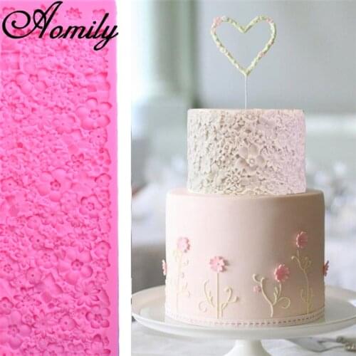 Aomily Flower Shape Silicone Mold Fondant Cake Molds Cake Border Decorating Tools Jelly Chocolate Molds Kitchen Baking Tools