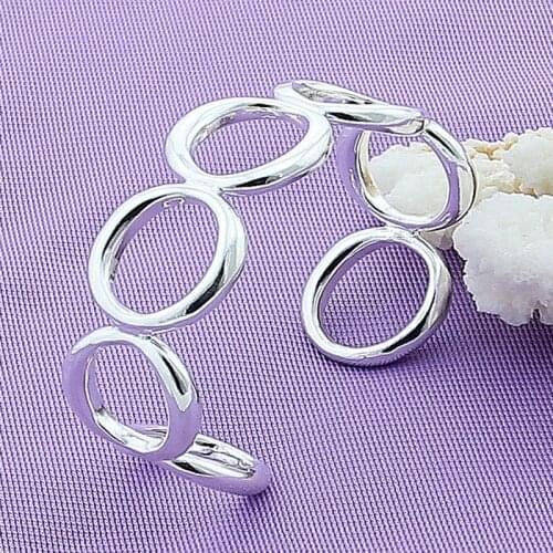 DOTEFFIL 925 Sterling Silver Round Circle O Bangle Bracelet For Woman Wedding Engagement Fashion Charm Party Jewelry