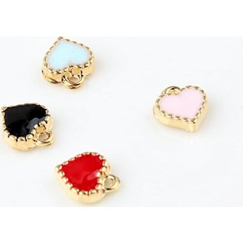 50pcs/lot Zinc Alloy Oil Drop Lace Heart Pendants beads 9x8mm for DIY Handmade Jewelry And Finding PJ059