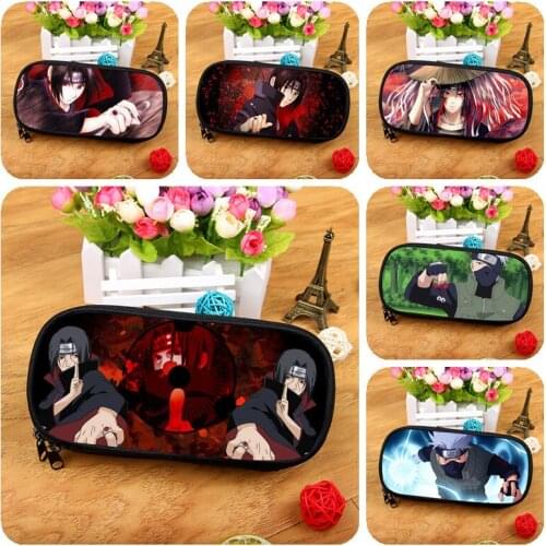Naruto Itachi Kakashi Pencil Case Anime Cartoon Boys Girls Student Stationery Box Stationery Storage Bag School Pen Bags Gift