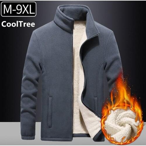CoolTree Men Fleece Jacket Autumn Winter Warm Zipper Coat Windbreaker liner Male Slim Fit Outerwear Sportswear Plus size 8XL 9XL