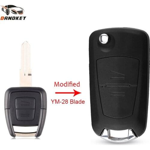 Dandkey 2 Button Flip Remote Key Shell For Vauxhall Opel Astra Zafira Omega Vectra Modified Folding Car Key Fob Case YM-28 Blade