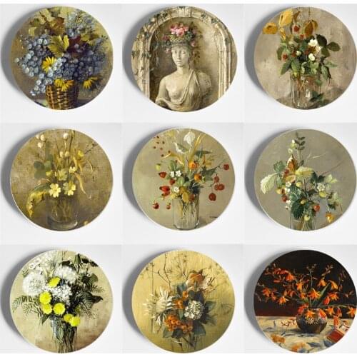 6"/ 7"/ 8"/ 10" Renee Yolanda Hauser Painting Decorative Plate Wall Plate European Style Wall Art Background High-End Art Plates