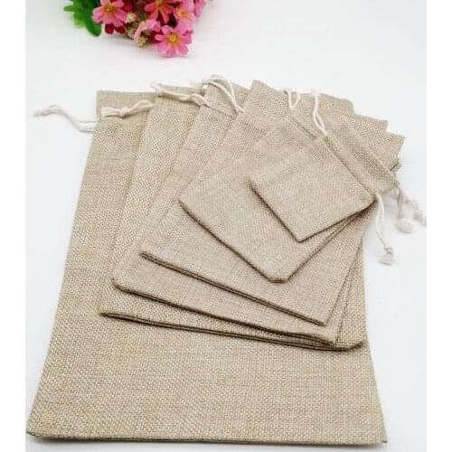 100pcs Jute Bag Drawstring Pouch Gift Box Packaging Bags For Gift Linen Bags Jewelry Wedding/Birthday/Christmas Sack Burlap Bag