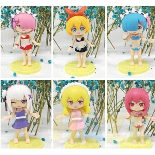 6PCS/SET Re:Life in a different world from zero Rem Ram PVC Action Figure Model Toy No Box