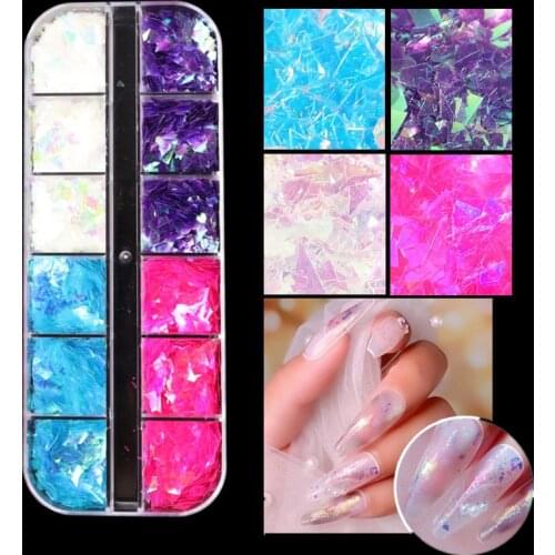Holographic AB Irregular Shell Sequin Nail Art Glitter Flake Paillette Polish Manicure Nail Foil Sticker Decoration Accessories