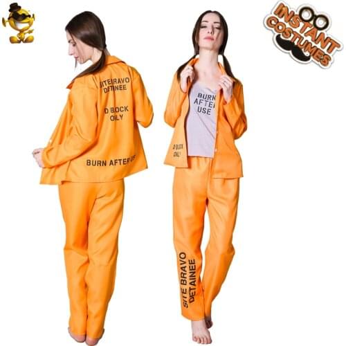 Halloween Prisoner Costumes Role Play Adult Womens Prisoner Suit Costumes