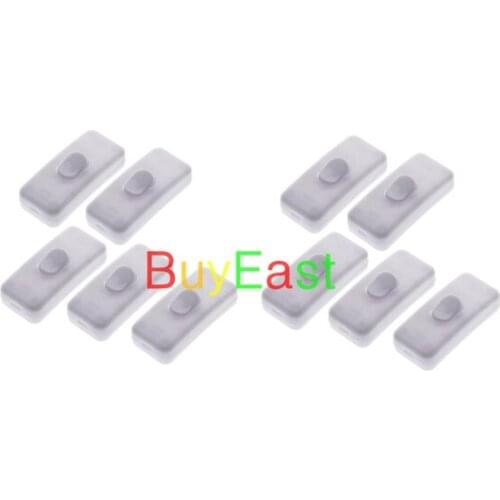 Lot 10 Inline On/Off Table Lamp Desk Light Cord Cable Switch AC110~250V 2A White color