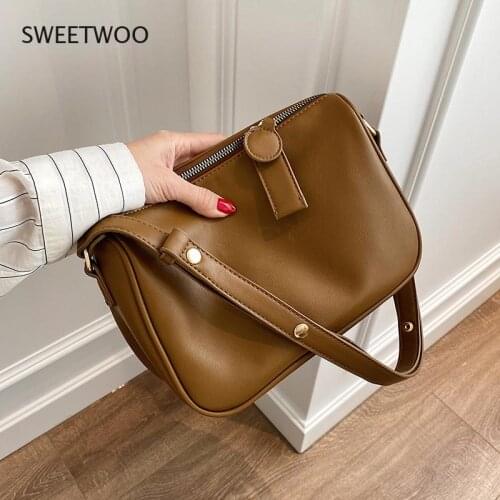 Small Soft PU Leather Crossbody Bags For Women 2021 Winter Simple Shoulder Bag Luxury Trending Branded Handbags And Purses