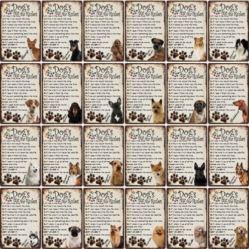 [ Mike86 ] My Dogs Rules Poodle Pomeranian Husky Pug Metal Sign Tin Poster Home Decor Bar Wall Art Painting 20*30 CM Size DD-27