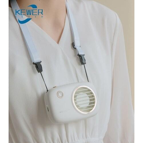 KEWER Mini Neck Hanging Fan Portable Handheld Cooling Fan Student Desktop Cooler Fan Outdoors Travel Camera Fan Battery 1800MAH