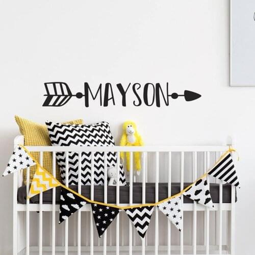 Custom Name Wall Sticker Bohemia Nursery Room Decoration Boys Girls Kids Bedroom Decal Arrow Tribal Crib Wall Decor Personalized