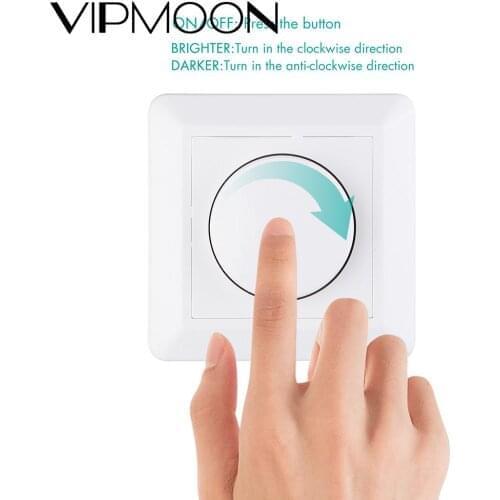 Wall Mounted LED Dimmer On/Off Switch Adjustable 5-200W 220-240V Rotary Dimmable 2-Way for Led Bulb Ceiling Light 50/60Hz